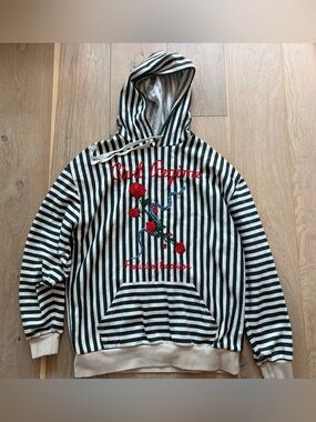 Civil Regime stripedtt rose snake heavyweight hoodie embroidered - large